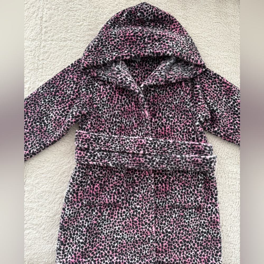 Tucker + Tate Pink and Black Leopard Print Kids Robe